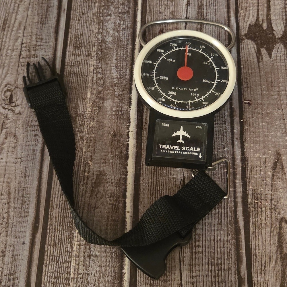 Kikkerland Travel Scale Black Analog Luggage Scale Tape Measure